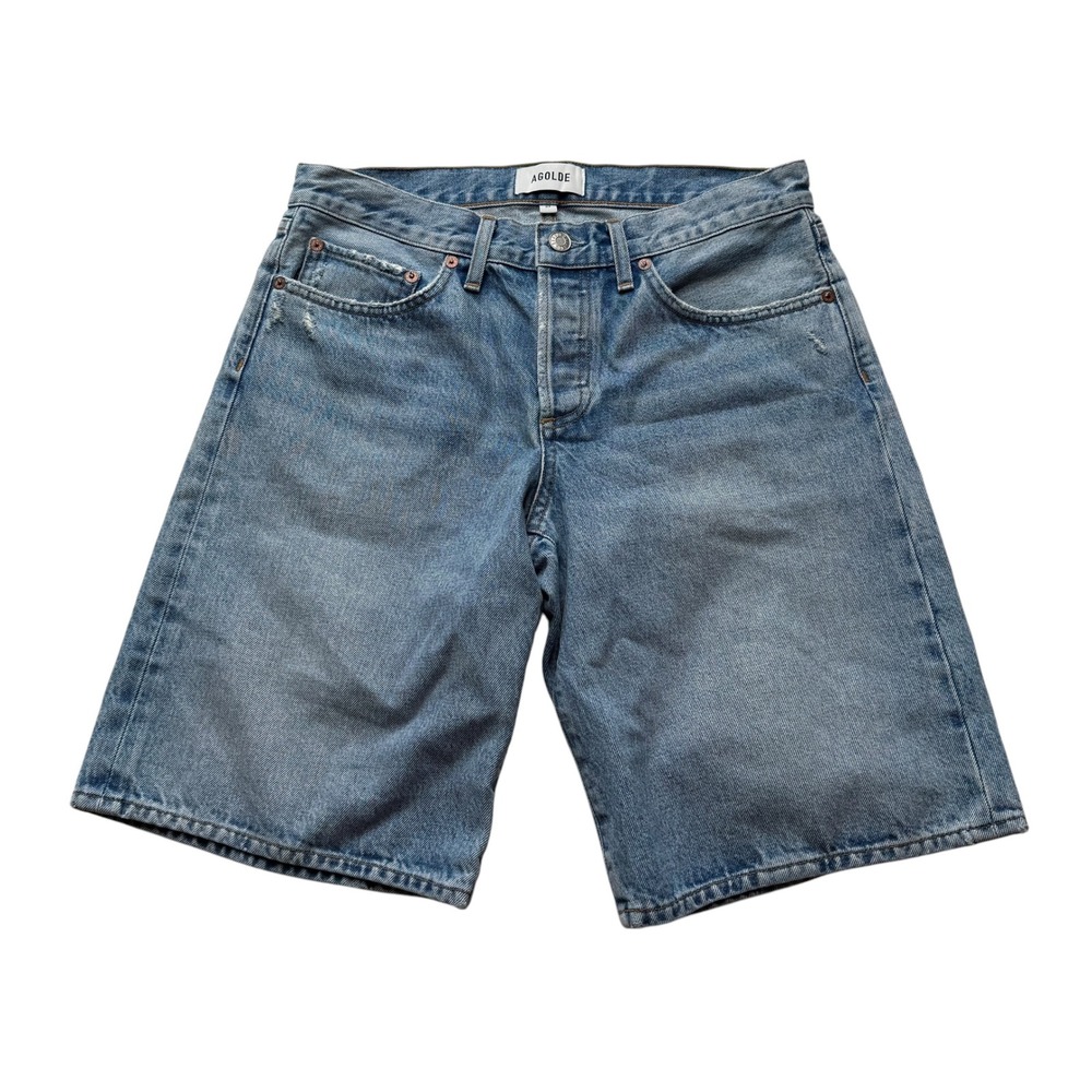 AGOLDE Low Rise Long Short Vault Light Wash Denim Women's Size 27 Summer